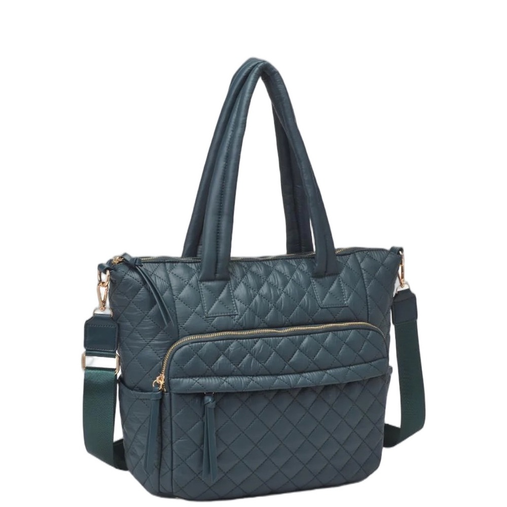 Falls Creek Quilted Nylon Bag Hunter Green -NWT- Sz 6”D x 12”Tx 15”W- Strap 9.5” - Picture 3 of 13